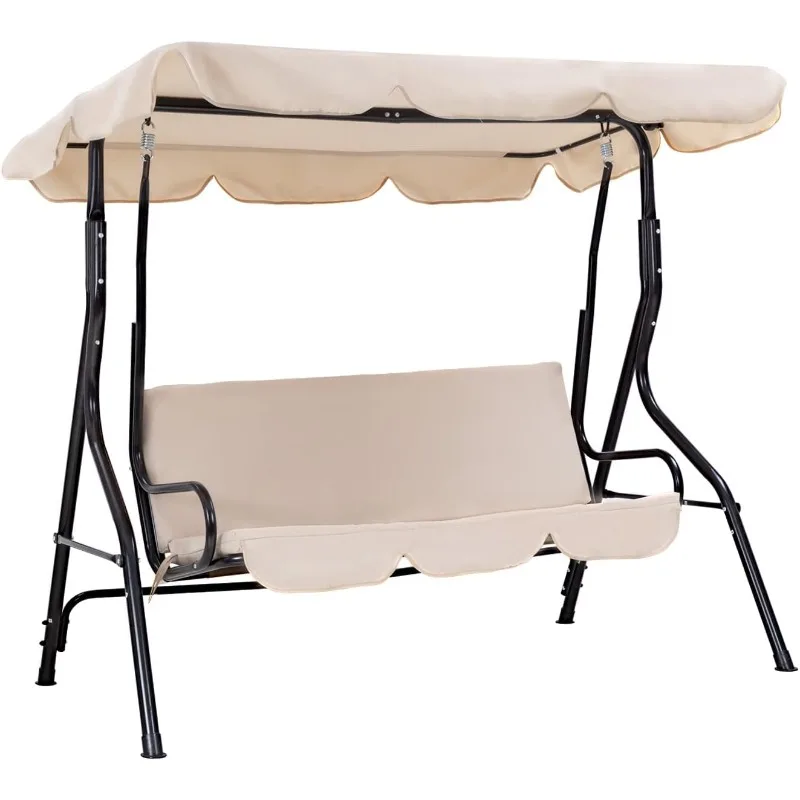 

Outdoor Swing Patio Swing with Canopy Backyard Outdoor Swing Chair with Removable Cushions Adjustable Tilt