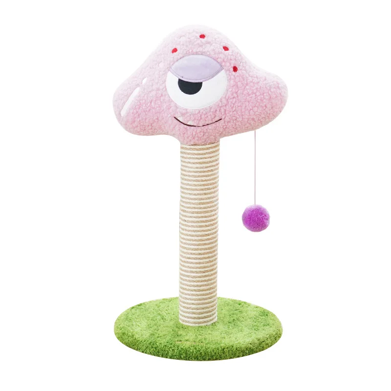 Rascador vertical de sisal para gatos con juguete y plataforma