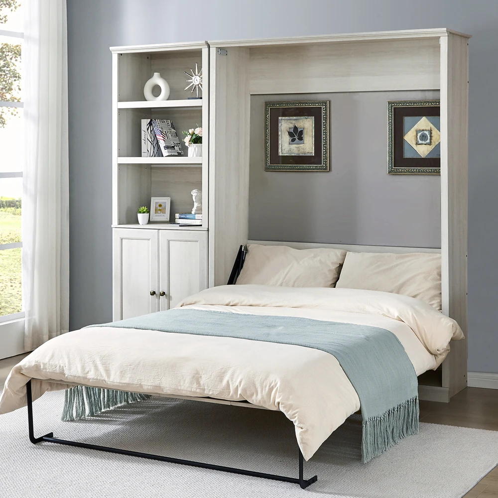 Beds Cabinet, Half Self-Close and Open Murphy Beds Cabinet, for Guest Room, Bedroom, Guest Room, Home Office,Space-Saving Bed