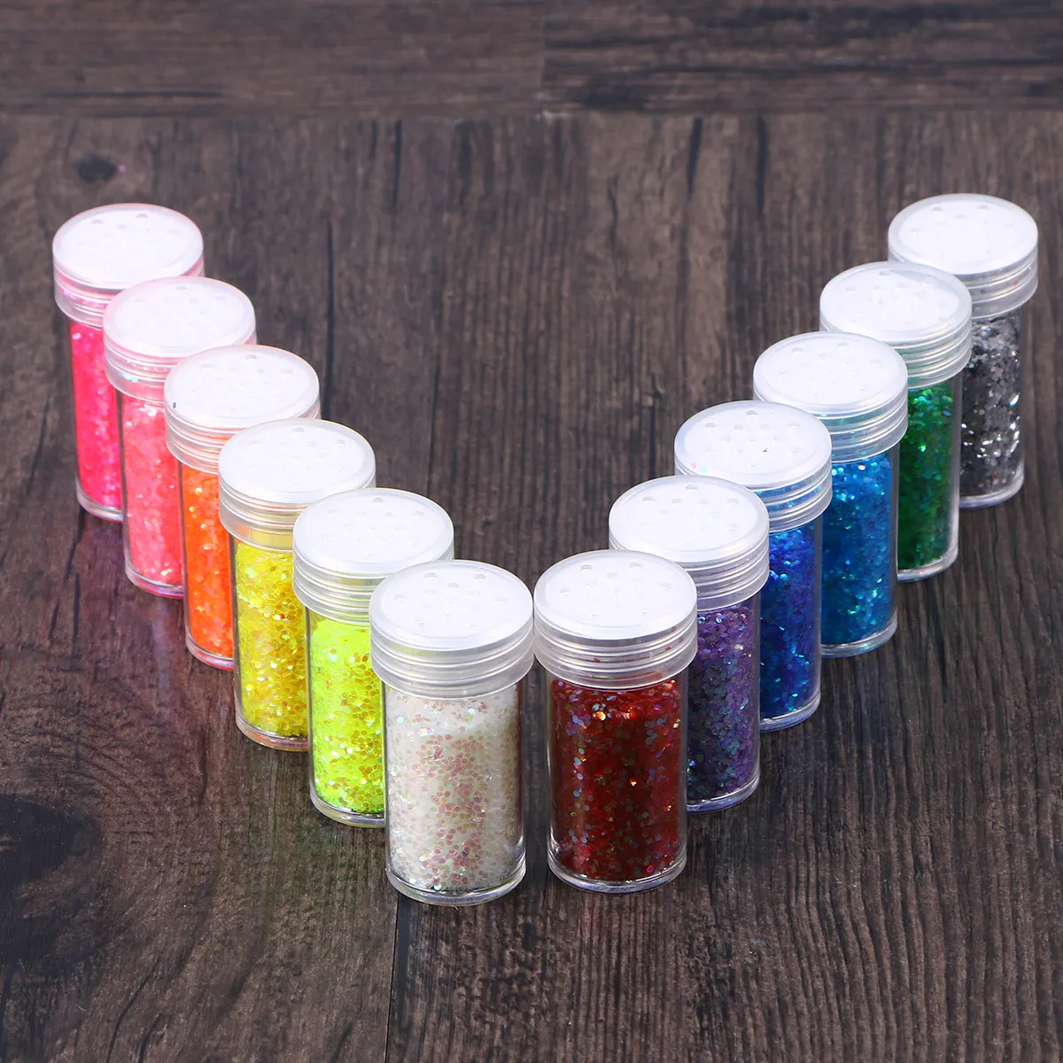 

12 шт. Блестящие флаконы для глиттера и пудры для ногтей, для творчества и рукоделия