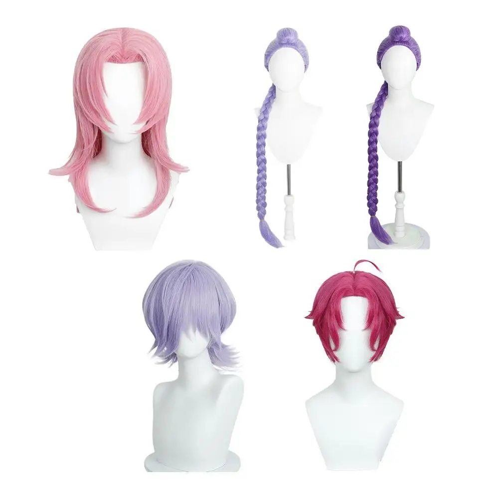 

For Rumi Purple Braid Wigs,Girls Halloween Cosplay Wig Props Purple Party Costume Wigs