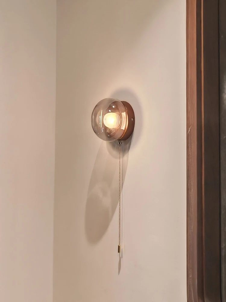 Medieval Style Mushroom Glass Wall Lamps with Zipper Switch for Living Room Bedroom Bedside Corridor Aisle Lighting