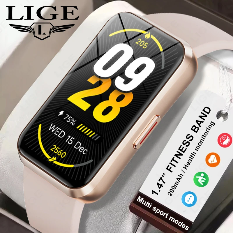 LIGE Fashion Women Men Smart Watch IP68 Waterproof Personalized Watch Face Sports Fitness Heart Rate Health Monitor Smartwatch