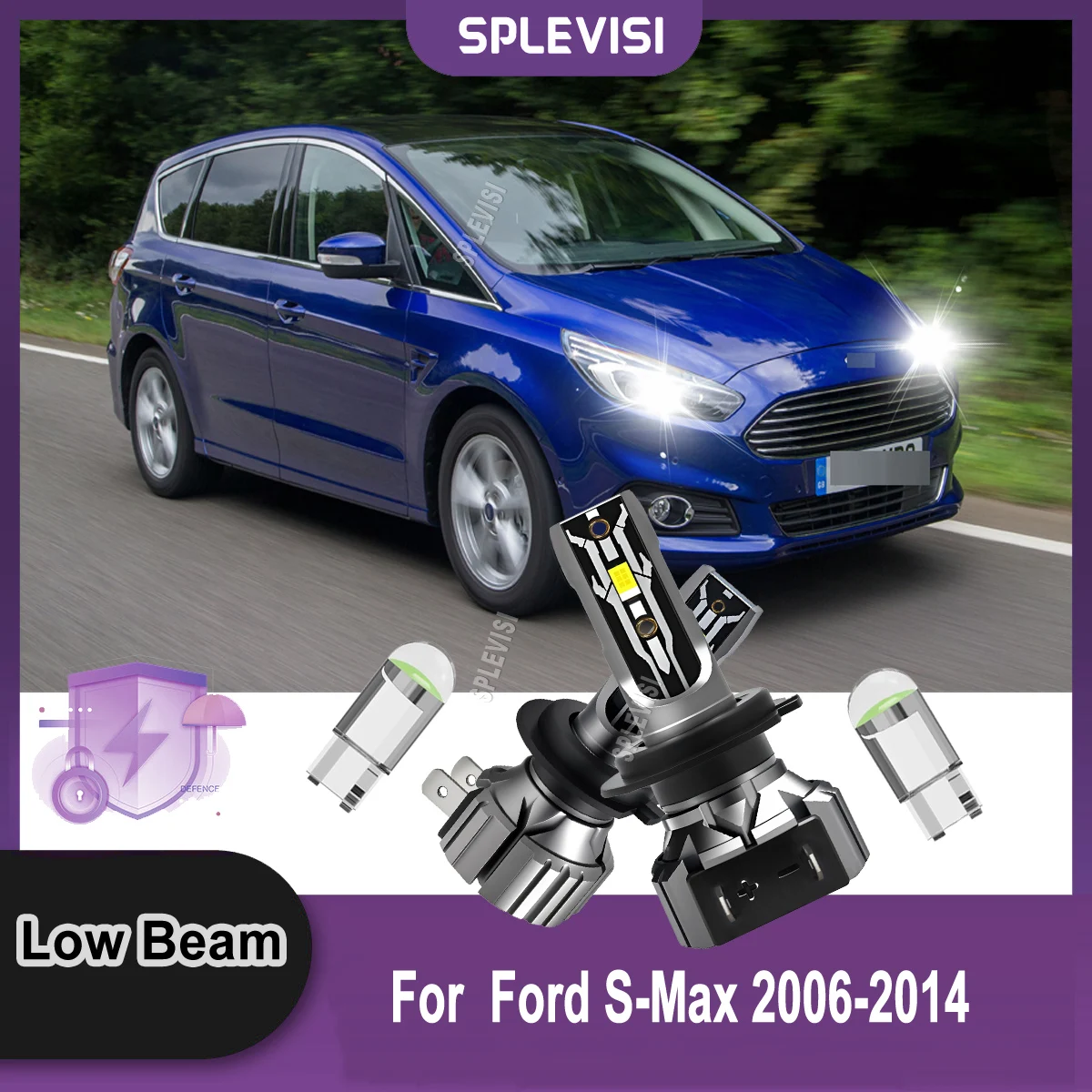 

H7 499 LED 75W White Headlight Low Bulbs - Smooth & Bright Light Output For Ford S-Max 2006 2007 2008 2009 2010 2011 2012-2014