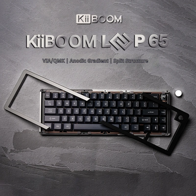 Kiiboom Loop65three Mode Customized Aluminum Mechanical Keyboard Split Type Rgb Wireless Bluetooth Office And Home 66keys