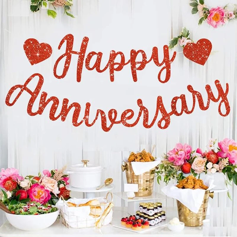 �Happy Anniversary“-Banner, Jubiläums-Party-Dekorationen, wir machen immer noch eine Party-Dekoration zum Hochzeitstag – Detail 7