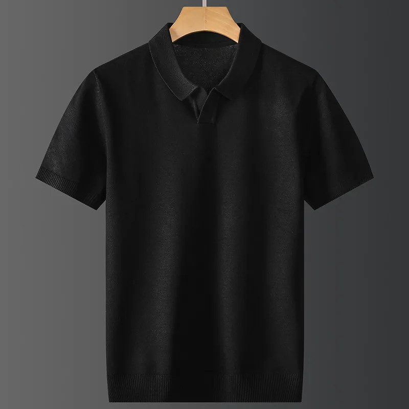 Viscose&Nylon Stretchy Luxury Polo Shirts For Men Short Sleeved Summer Quality Soft Comfortable Knitted Casual Camisas De Hombre