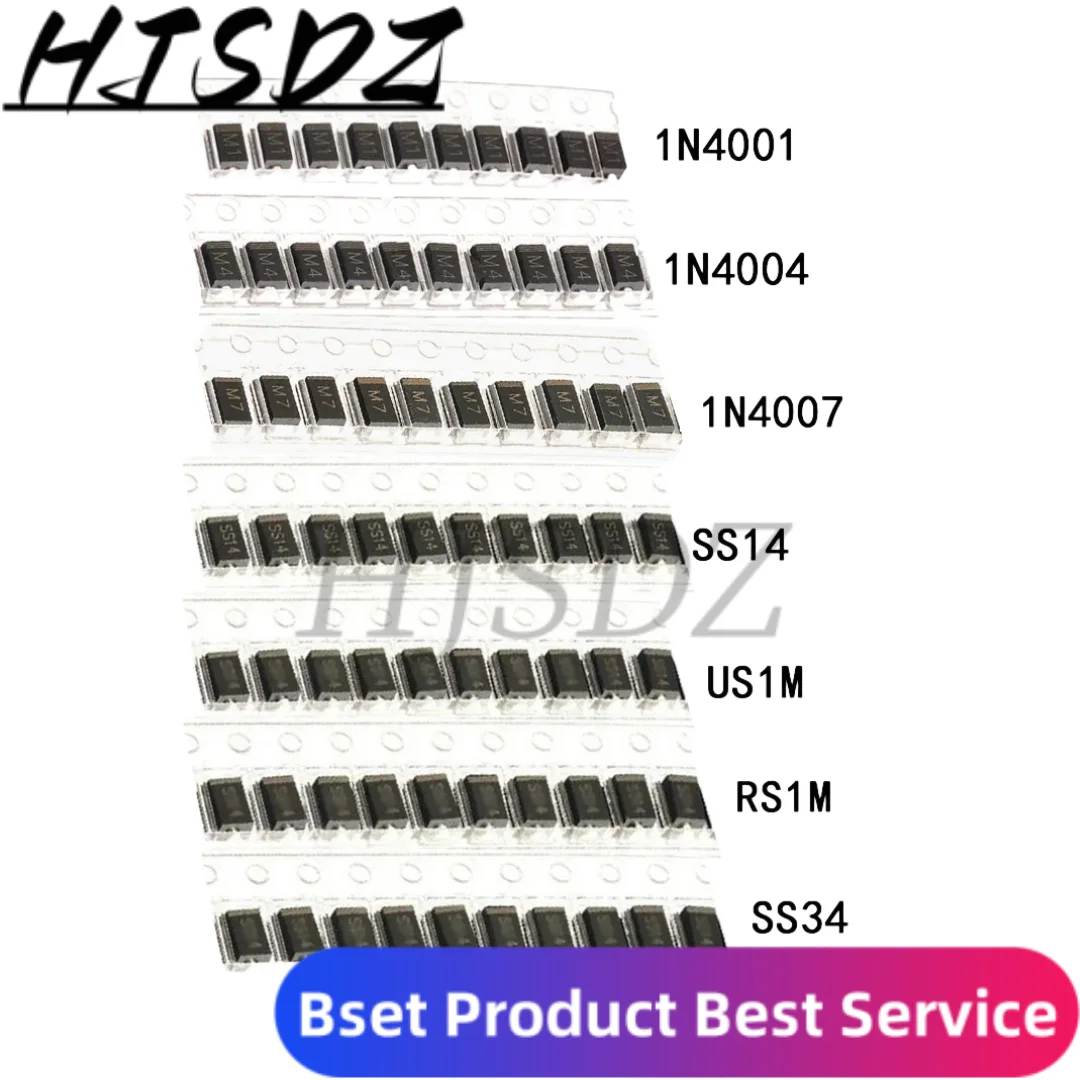 신속교체 쇼트키 다이오드 키트 세트 1N4148 1N4007 1N5819 1N5399 1N5408 1N5822 FR107 FR207 8 개 세트=100 개, 전자부품