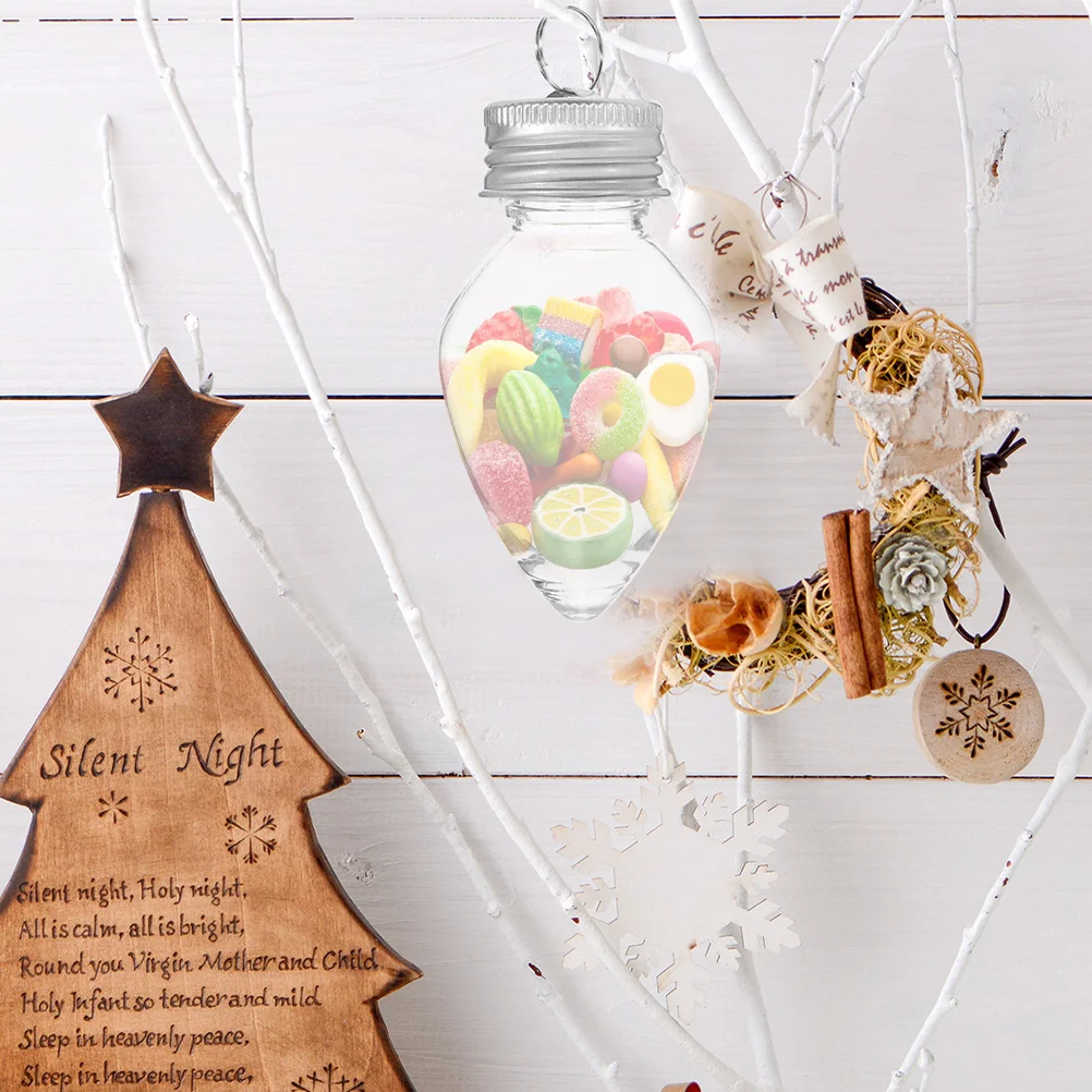 

6Pcs Christmas Clear Candy Bottle Ornaments Fillable Transparent Plastic Balls Hanging Decorations Holiday Tree Decor