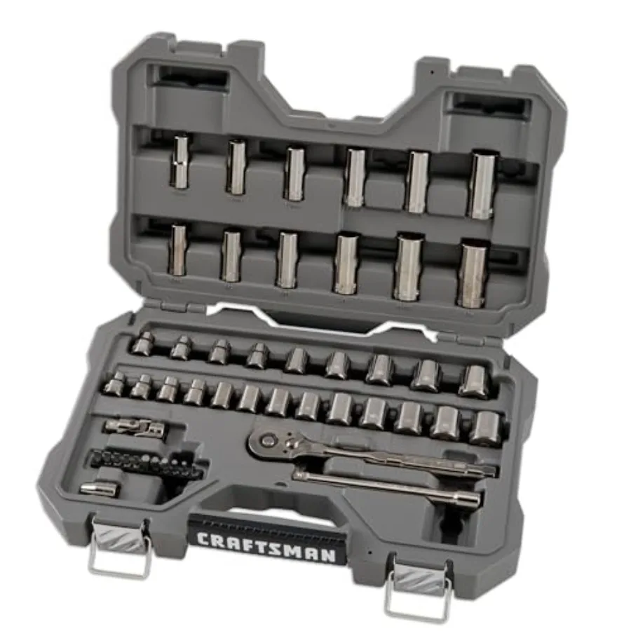 

OVERDRIVE 49-Piece Gunmetal Chrome Mechanics Tool Set, Standard SAE/Metric Socket Set, with Hard Case CMMT99049L