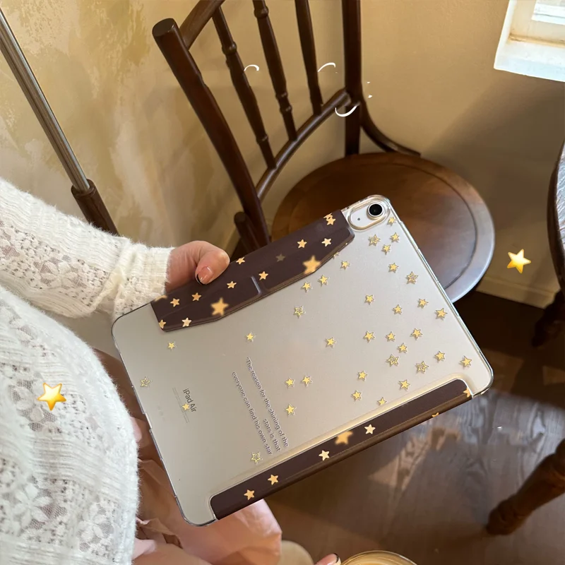 Vintage Coffee Colored Autumn Winter Star For iPad Cover Pro Air M5 M4 M3 M2 2 1 11th A16 12.9