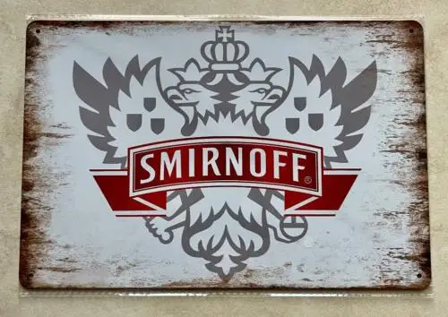 SMIRNOFF VODKA WHITE METAL SIGN BAR MAN CAVE BEER PUB COCINA REGALO 20 x 30 cm