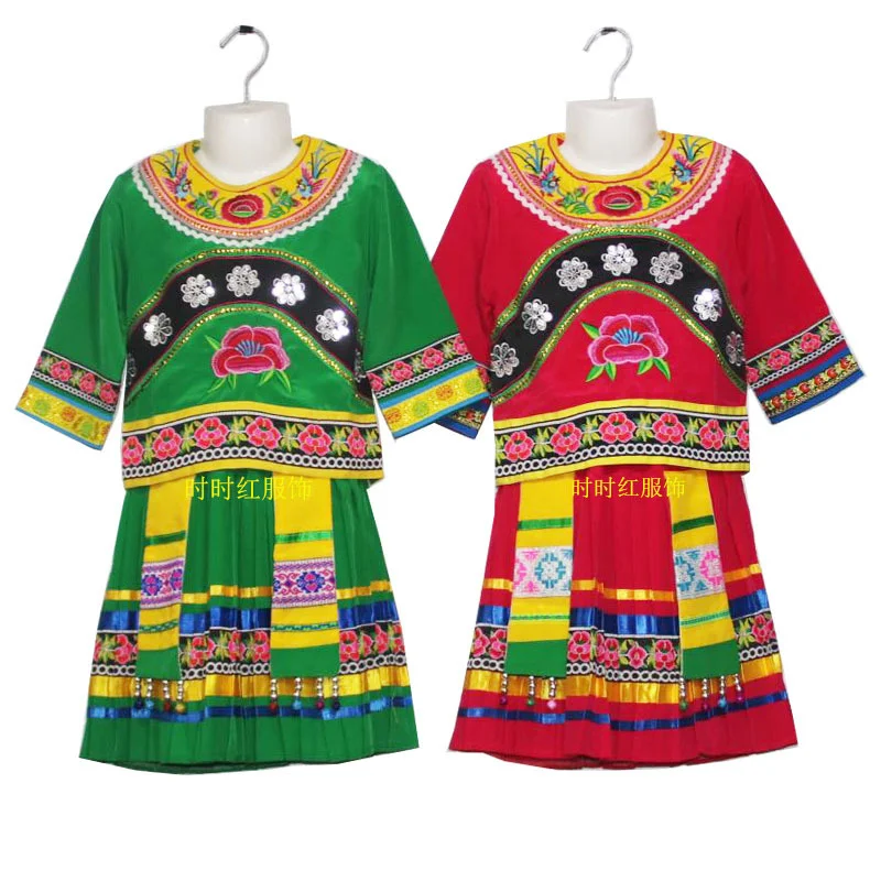 Ethnic Children's Clothing Ethnic Minority Children's Dance Costumes Performance Costumes Miao Zu Zhuang Zu Tujia Ethnic Costume