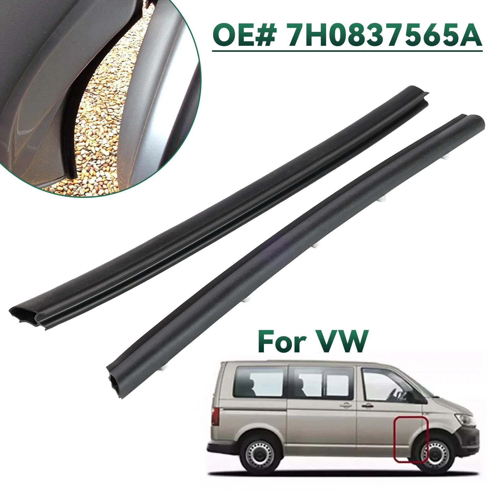 

2PCS Car Front Gasket Wheel Seal Rubber Edge Trim Waterproof For VW Transporter T5 / T6 Caravelle Multivan Guard OE# 7H0837565A