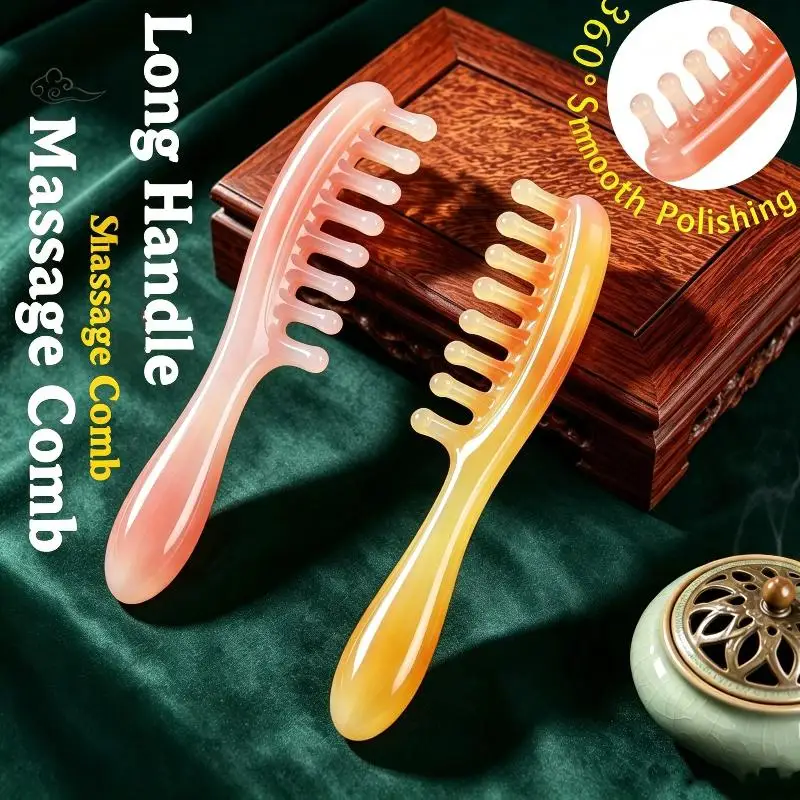 New Resin Scalp Massage Comb With Smooth Rounded Teeth Comfortable Grip For Hair Care Relaxation Head Tension Relief