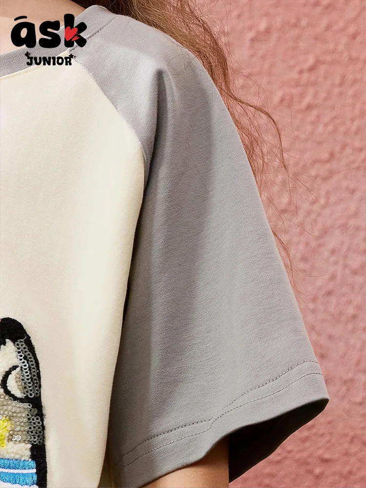 تي شيرت Tween Girls صيفي ثلاثي الأبعاد مطبوع عليه حيوانات متدفق بأكمام قصيرة #6