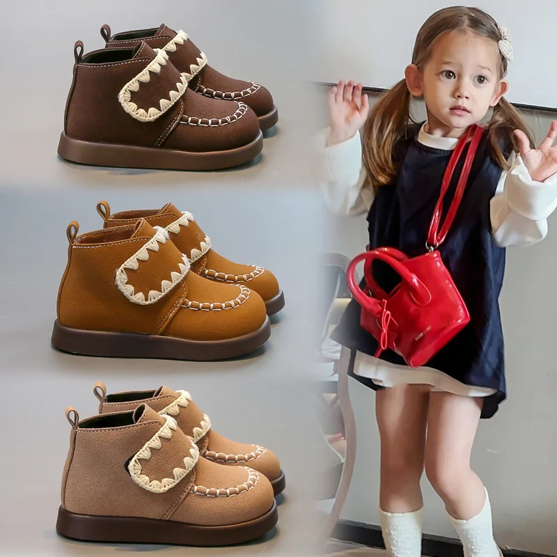 

Детские кожаные сапоги на весну и осень, новая модная обувь для девочек с кожаной поверхностью