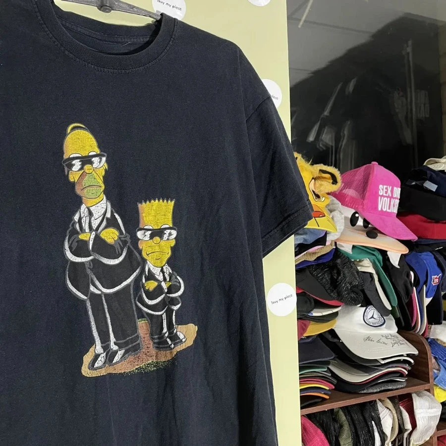 Vintage Y2K Simpson Bart Homer Graphic Tee Streetwear Boxy Hip Hop T-Shirt Streetwear Oversized Loose Casual