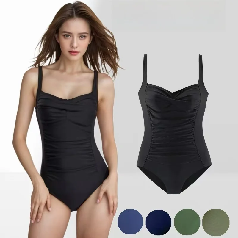

Amber High-End Sensual Conservative Slimming e One-Piece Swimsuit Hot Spring Qui-Dry with Chest Pad Women's Swimwear