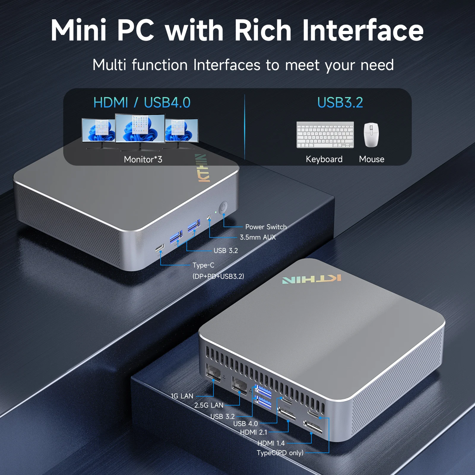 KTHIN كمبيوتر صغير i7-1360P BT5.2 WIFI6 كمبيوتر محمول USB4.0 2.5G LAN 16GB DDR5 4800MHz 512GB PCIe4.0 SSD i5-13600H كمبيوتر صغير #6