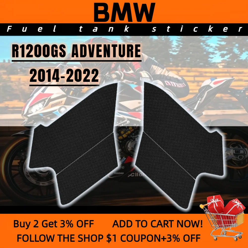 Untuk BMW R1200GS petualangan 2014-2022 bantalan tangki sepeda motor Slip sisi bantalan tangki bahan bakar stiker pelindung Gas pegangan lutut bantalan traksi