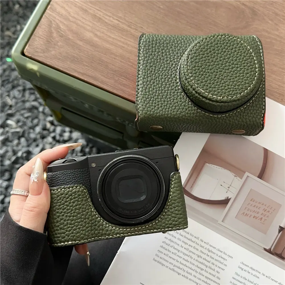 

Сумка для фотоаппарата для Ricoh GR3 GR3X, роскошный чехол ручной работы из искусственной кожи с нижним отверстием и ремешком