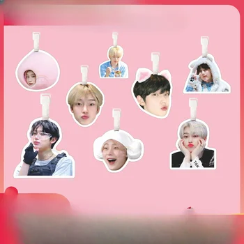 SUNOO 한국 보이 밴드 멤버 수하물 태그 배낭 펜던트 아크릴 키 체인 주변 탑승 입상, 소장 장난감 선물 