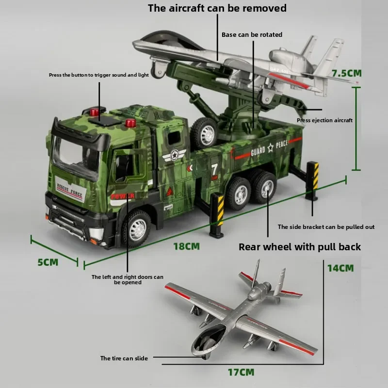 One-Click Ejection Launch รถรถของเล่นจําลองทหารรถเด็ก 1/32 Scale เสียงและแสงดึงกลับของขวัญ