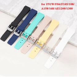 18mm Watch Strap for Casio F91W/F84/F105/108/A158/168/AE1200/1300 TPU Silicone Bracelet Men Women Wrist Band Belt Accessories