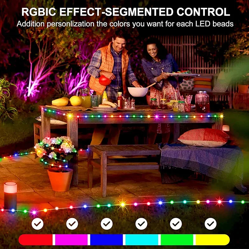 Smart LED String Lights APP Control 2-30M RGBIC Dreamcolor Fairy Light Festoon for Christmas Party Room Curtain Decor Garland