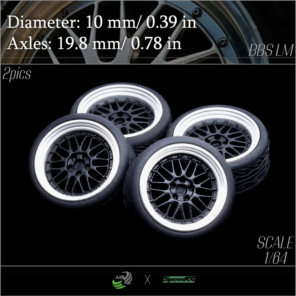 Speedcg 1/64 Metal Outer Ring Wheels Diameter 10mm&11mm with Rubber Tires Kit Luxury Model Car Modified Parts Tomica Model Car