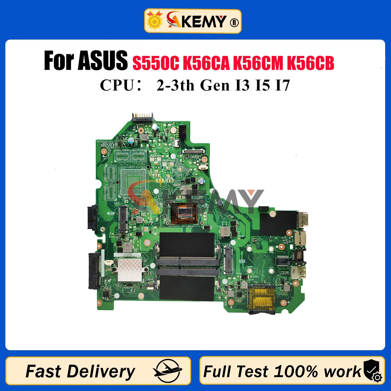 

K56CA Laptop Motherboard For ASUS K56C S550C K56CA K56CM K56CB Notebook Mainboard With I3 I5 I7 CPU 100% tests OK fast shipping