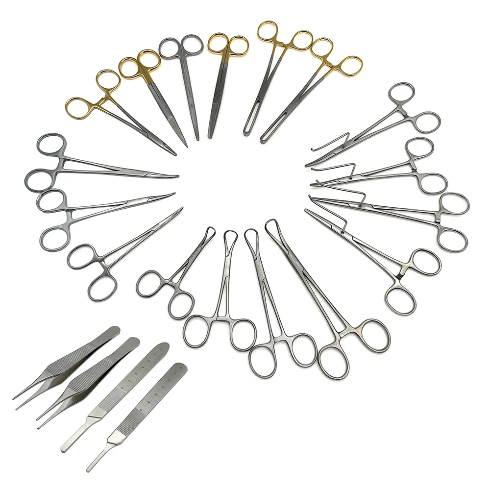 Animal Ovary Ligation Operating Scissors Forceps Towel Clamp Spay Snook Instruments Set Animal Ovariectomy Spay Kit