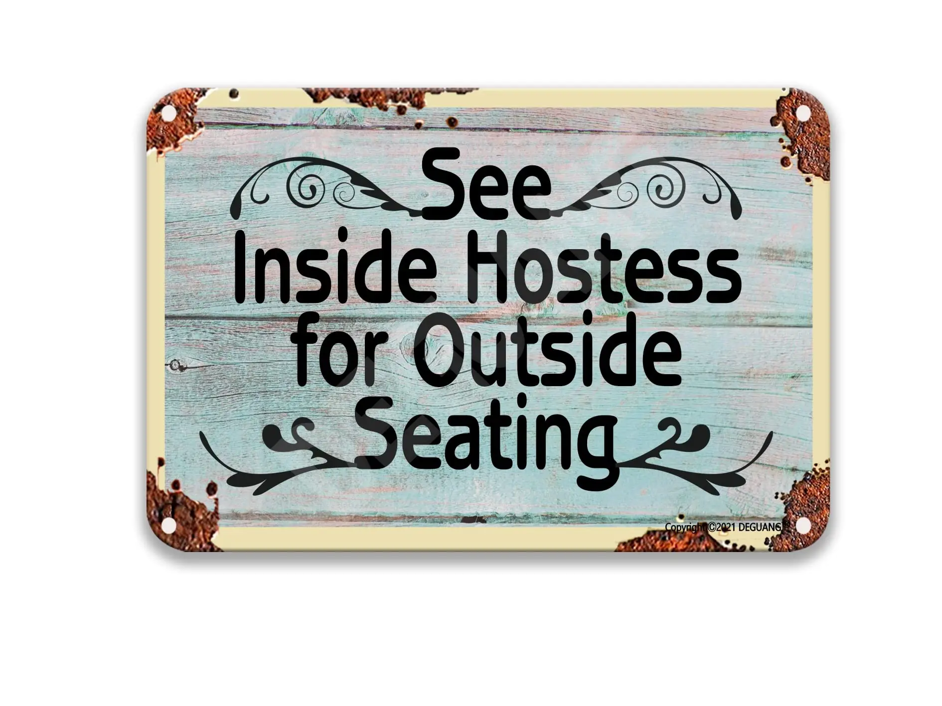 Warning See Inside Hostess For Outside Seating Tin Posters Vintage Tin Signs For Man Cave Vintage Coffee Decor Kitchen Wall sign