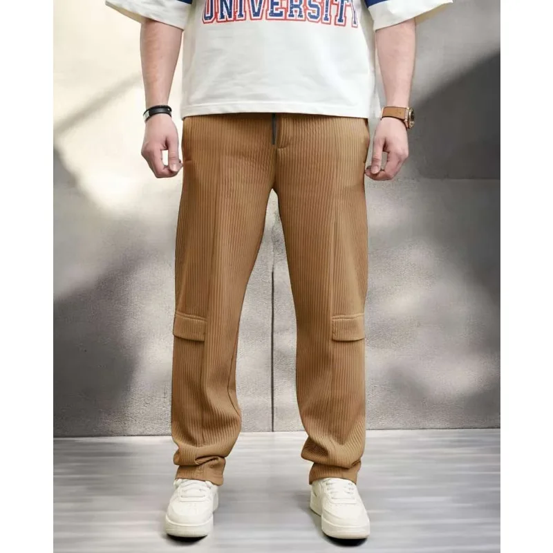 Pantalones con entrepierna abierta para hombre, otoño e invierno, nuevos pantalones americanos holgados Retro de pierna ancha para uso diario, pana deportiva informal versátil para hombre