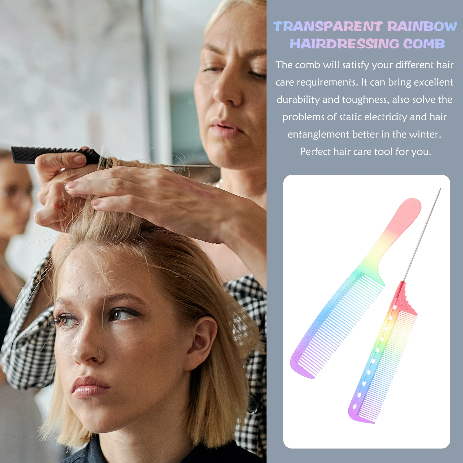 

3pcs Rainbow Styling Comb Smooth Hairdressing Tooth Comb For Salon Hair Care Straightening Shaping Growth Unisex Use