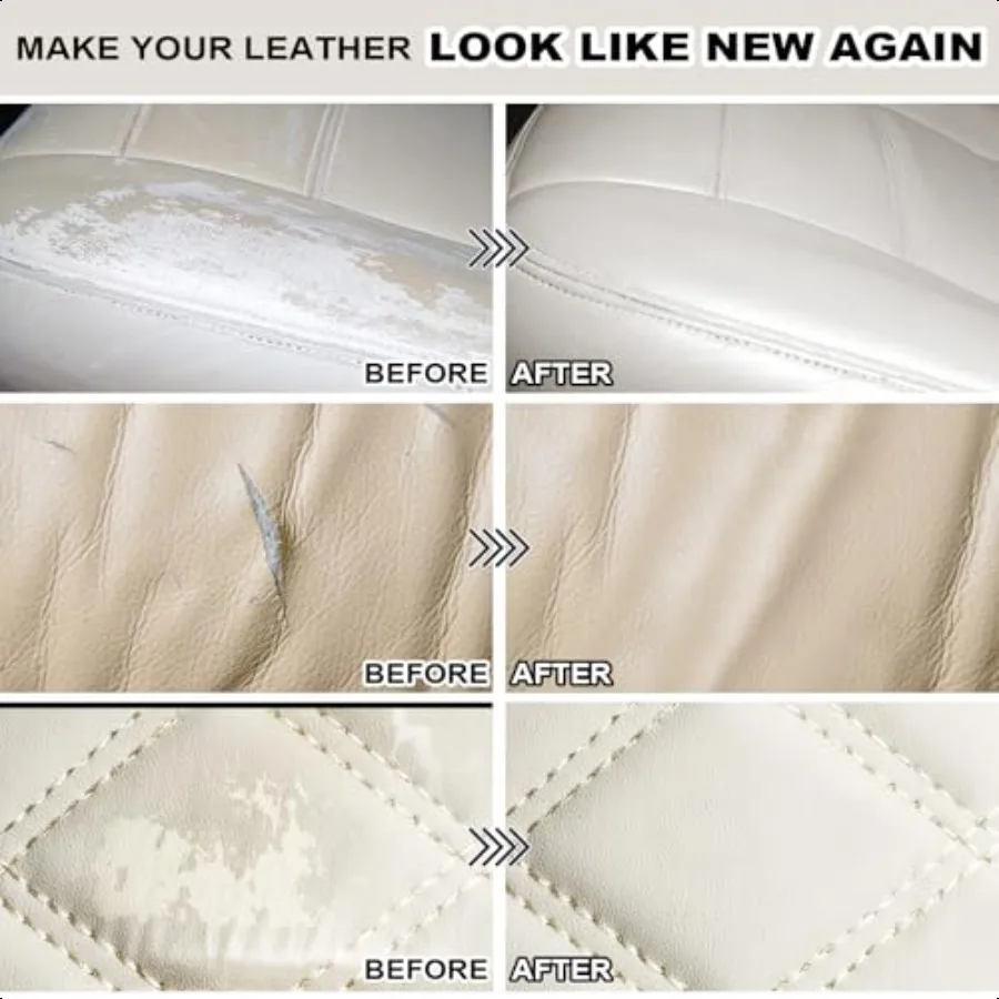 طقم إصلاح الجلد الكريمي للأثاث والجلود والأرائك الداخلية للسيارة وسترة مقعد السيارة وأريكة القارب أو المحفظة يستعيد Fa