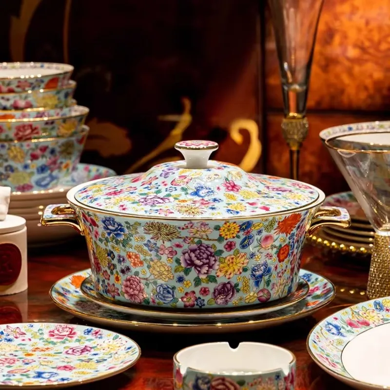 Aesthetic Unique Dinnerware Sets Friendly Girls Luxury Ceramic Dinner Sets Kitchen Designer Vajilla Porcelana Dinner Set