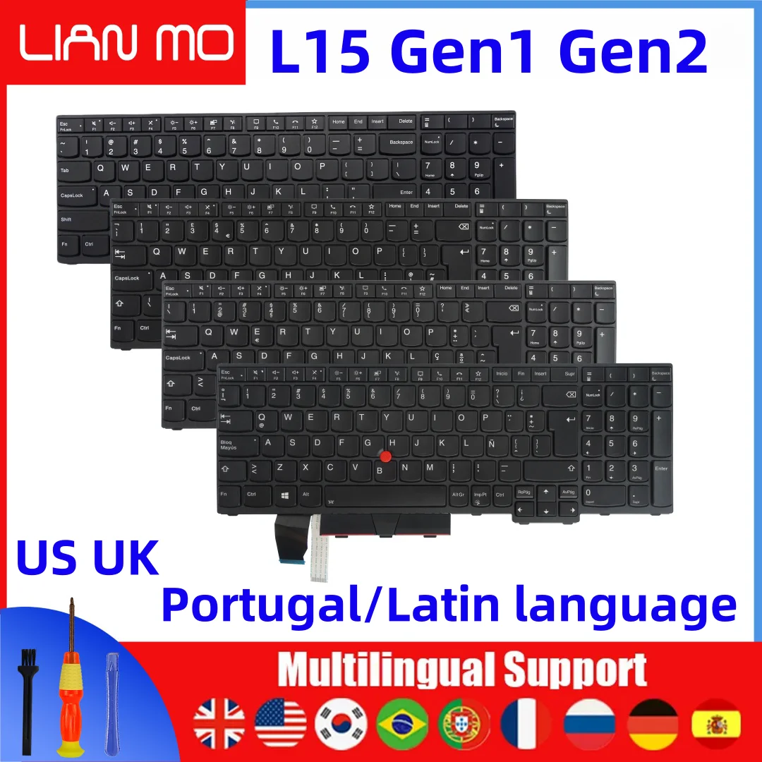 US/UK/Latin language/Portugal Notebook keyboard suitable for Lenovo ThinkPad L15 Gen1 Gen2 5N20W68181 5N20W68145 5N20W68109