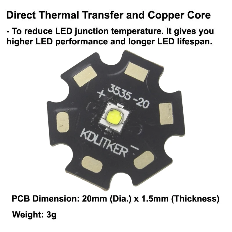 SST-20 7500K 6500K 5000K 4000K 3500K 3000K 2700K 10W 3A 1000 Lumens SMD 3535 LED Emitter Flashlight DIY Bead High CRI