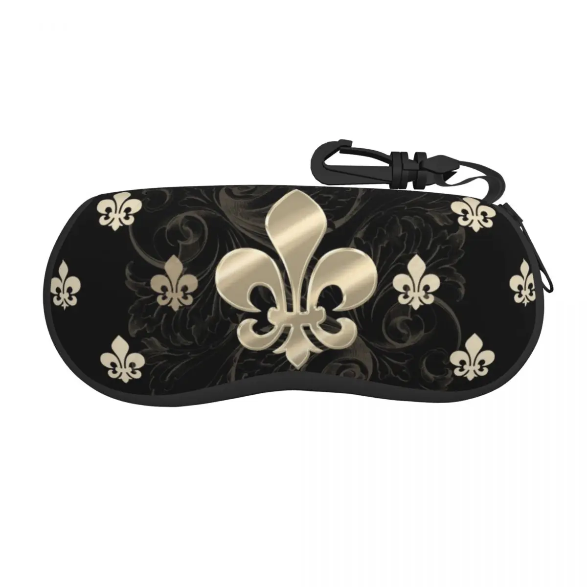 Fleur De Lys zonnebril zachte hoes neopreen rits lelie bloem shell brillenkoker aangepaste beschermende doos voor brillen