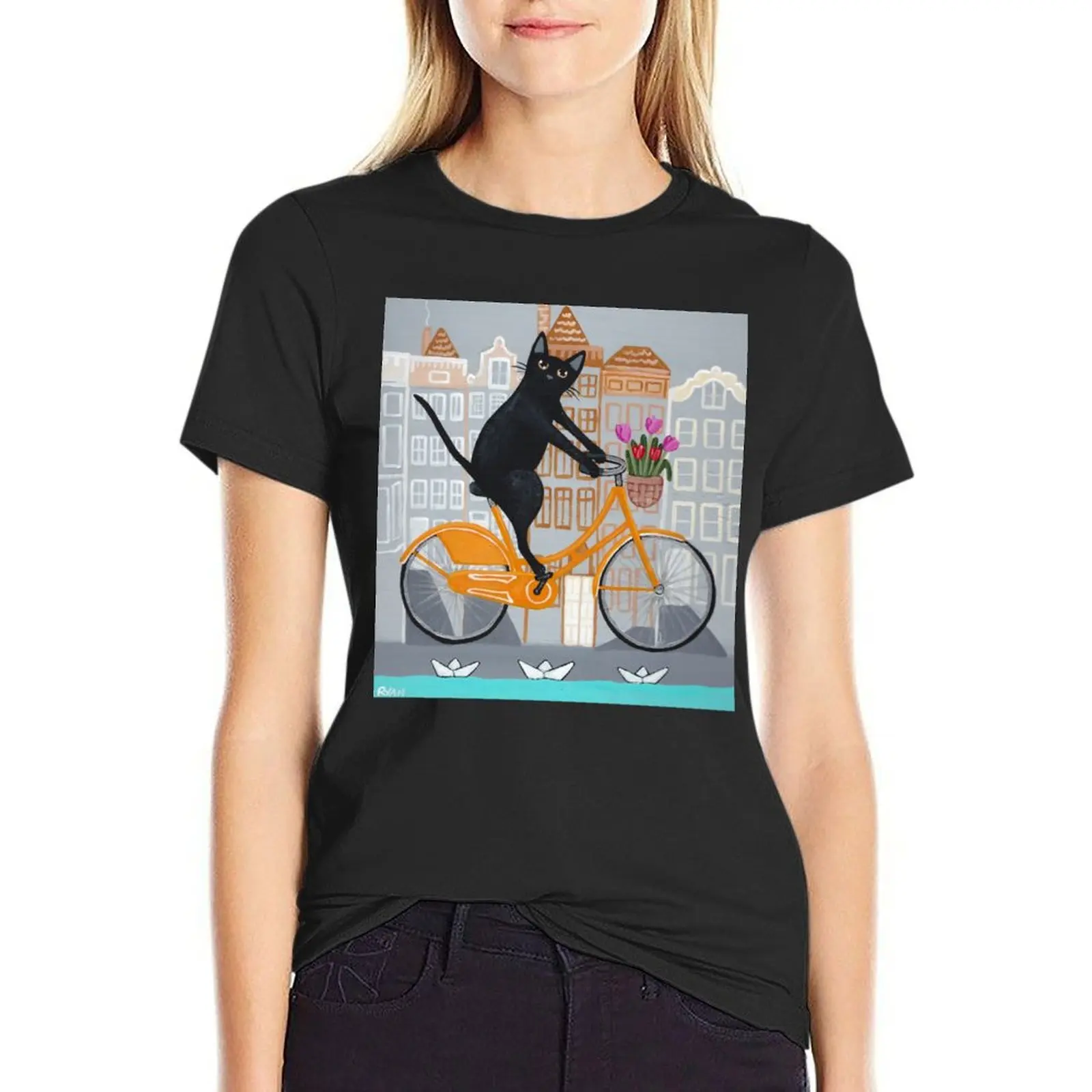 

Amsterdam Bicycle Ride T-Shirt Aesthetic clothing Blouse cat shirts for Women