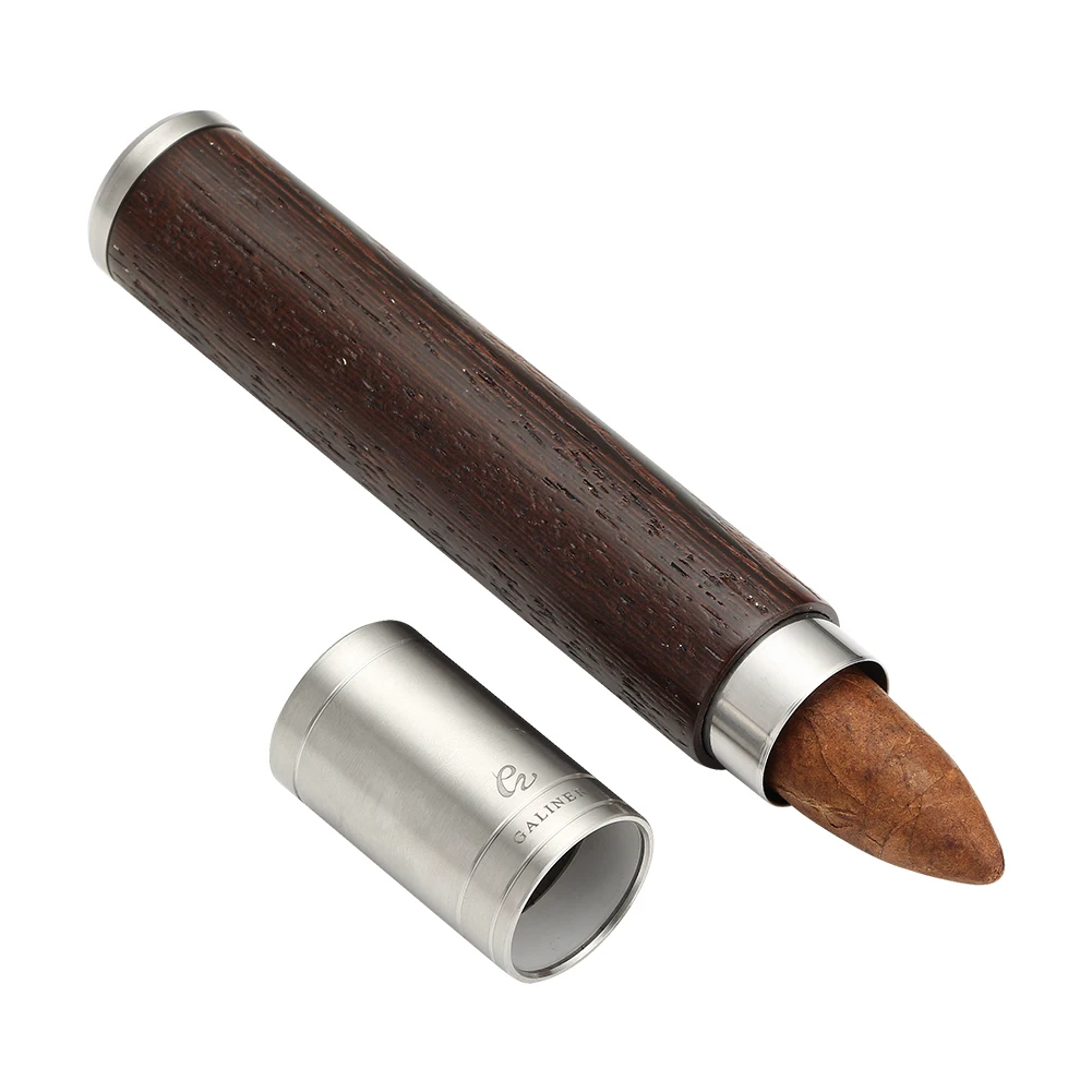 

GALINER Single Cigar Tube Portable Travel Storage Container Cigar Wood Hmidor Jar