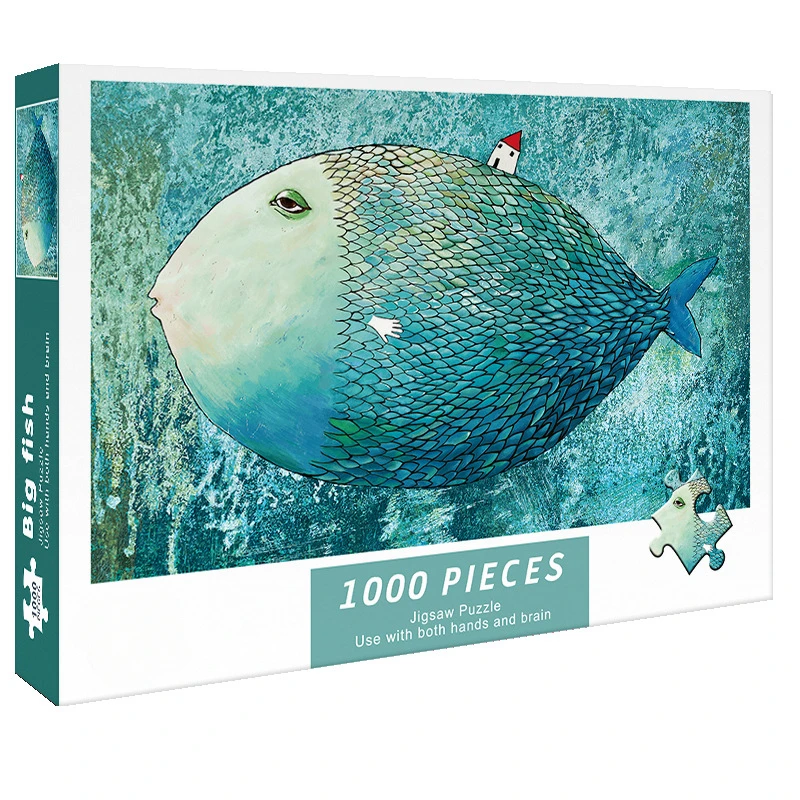 75*50cm Adult 1000 Pieces Difficult Jigsaw Puzzle Big Fish Famous Painting Stress Reducing Toys Decorative Paintings