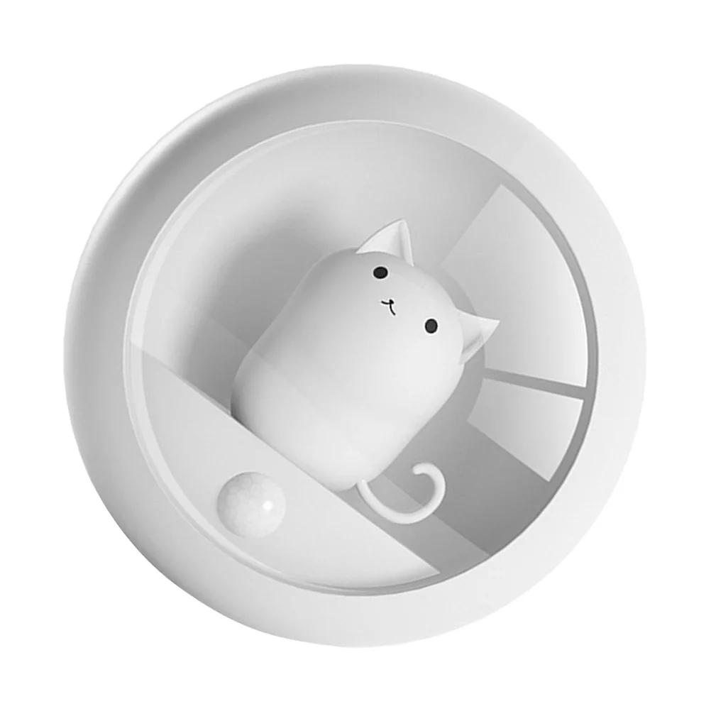 

Cat Night Light Led Body Induction Auto-Sensing Wall Hanging Cabinet Light Usb Charging Home Atmosphere Lamp Cartoon Shape