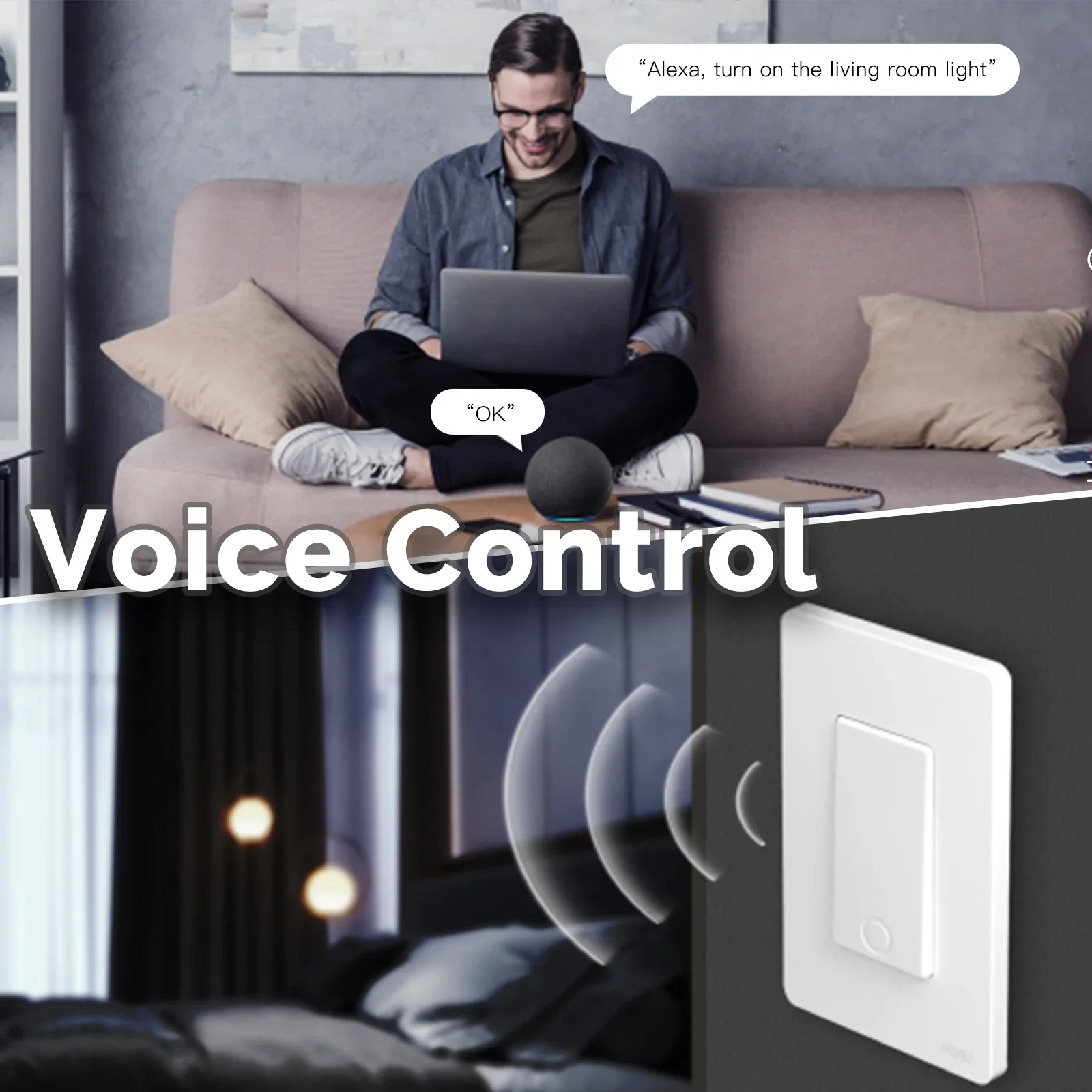 MOES Star Ring Smart ZigBee Light Switch Single Pole No Capacitor Neutral Wire Optional Push Button Switch 1 2 3 4 Gangs Tuya view 4