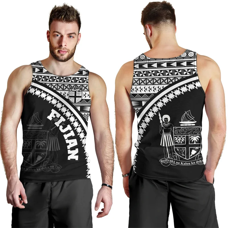 Harajuku Summer 3D Flying Fijians Printing Tank Top Fiji Emblem Fijian Pride Graphic Tank Tops Cool Fashion Top Gym Clothing Men