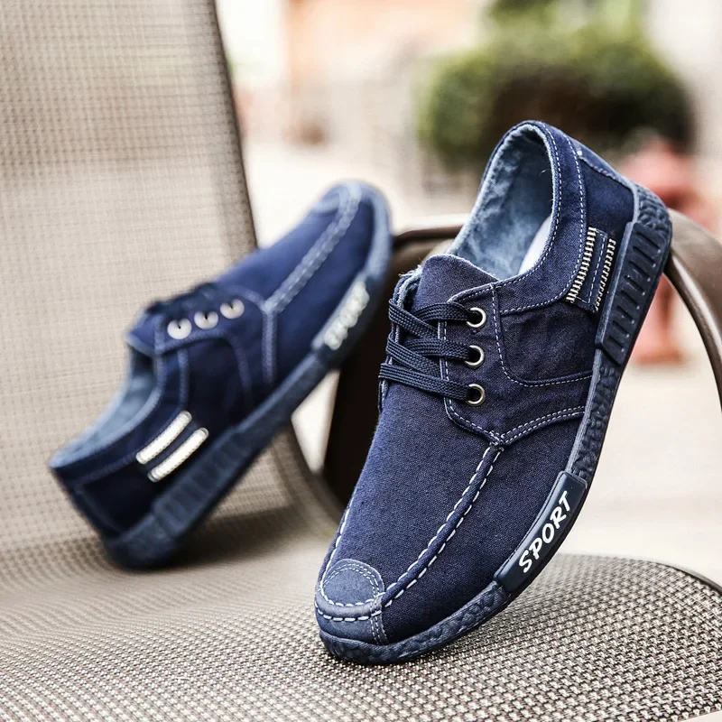 

Fashion Men Canvas Shoes Male Summer Casual Denim Shoes Mens Vulcanize Sneakers Slip on Loafers Driving Moccasin Chaussure Homme