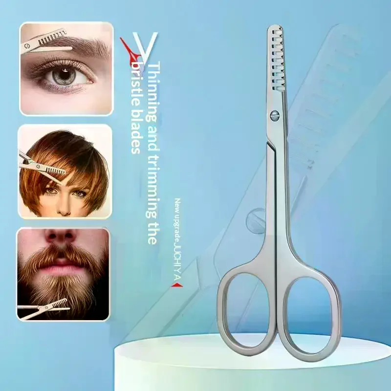 2 In 1 Eyebrow Trimmer Scissors With Combs Eyebrow Trimming Grooming Beauty Tool 1Pcs