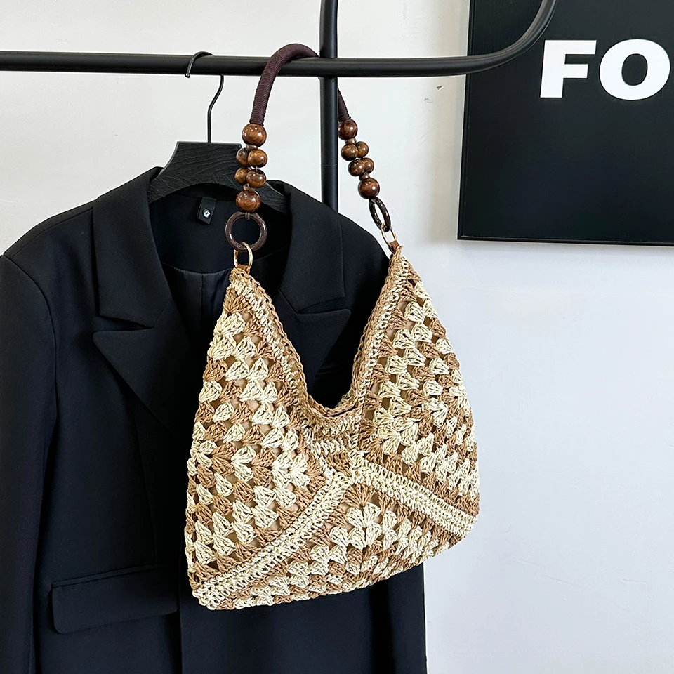 

2025 New High-End Straw Woven Bag for Women: Handmade, Large-Capacity Tote, Perfect for Beach Vacations, Handheld Bag